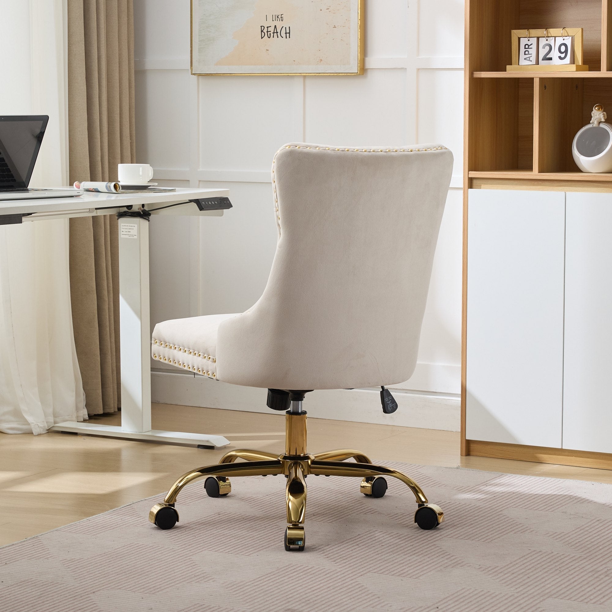 Modern Velvet Upholstered Tufted Button Home Office Chair