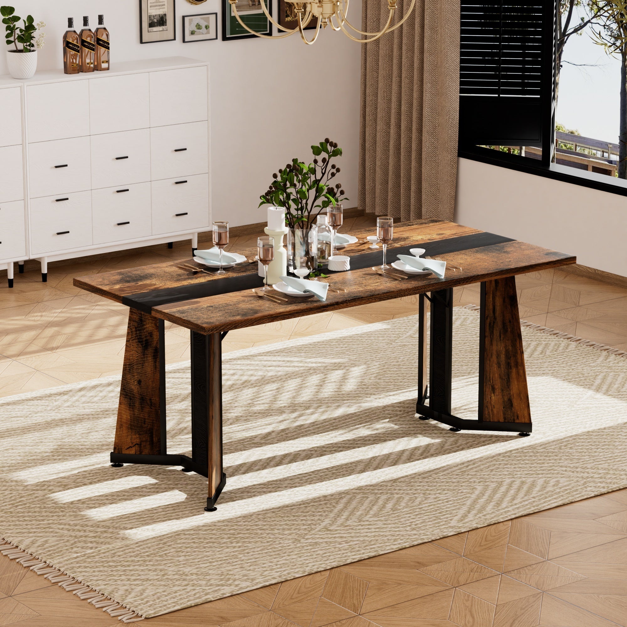Rustic Rectangular Large Dining Table