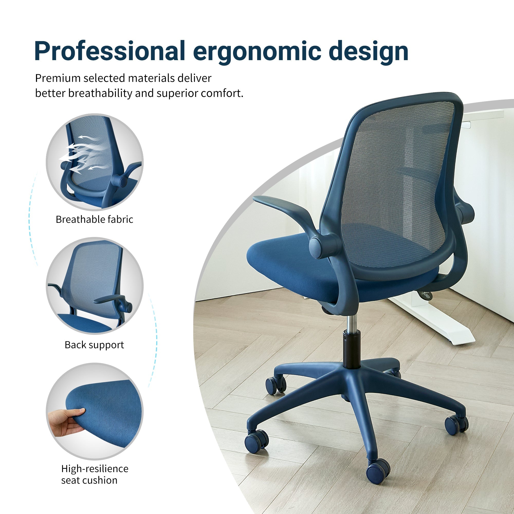 Colorful Ergonomic Office Chair with Flip-Up Armrests