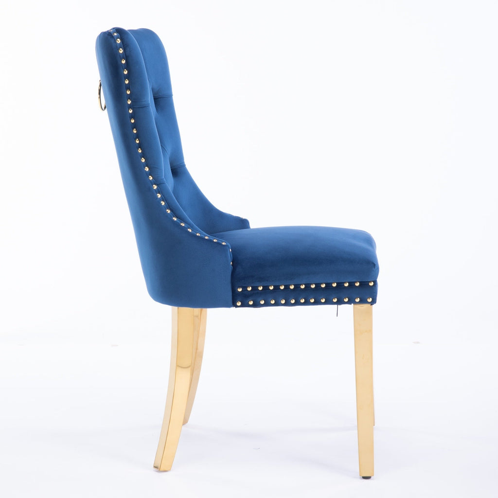 Modern High-end Tufted Solid Wood Velvet Dining Chairs (Set of 2)