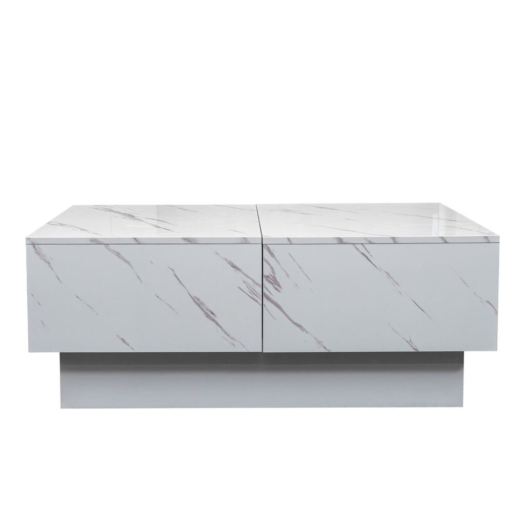 White Coffee Table with Sliding Tabletop