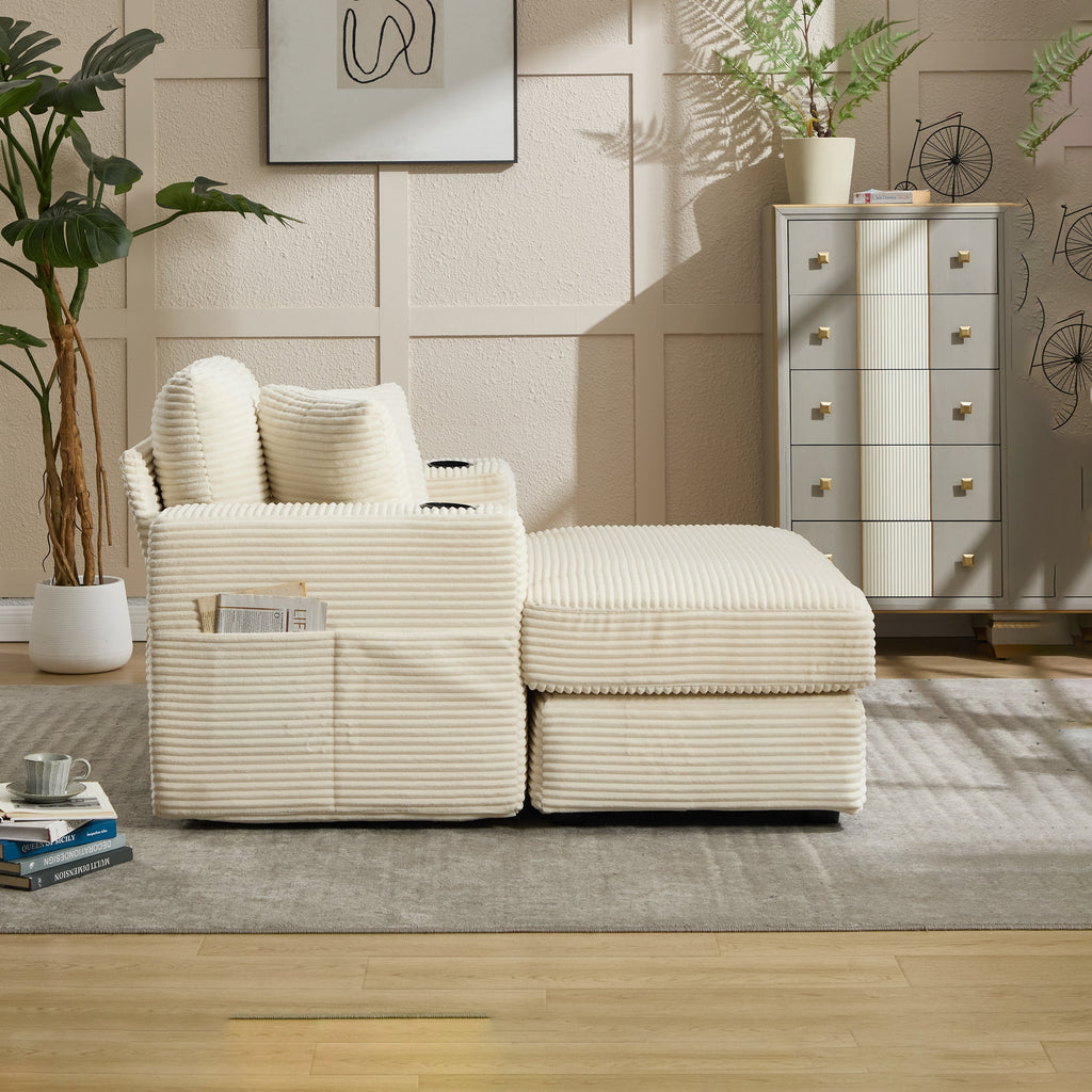 Corduroy Upholstered Chaise Lounge Sofa