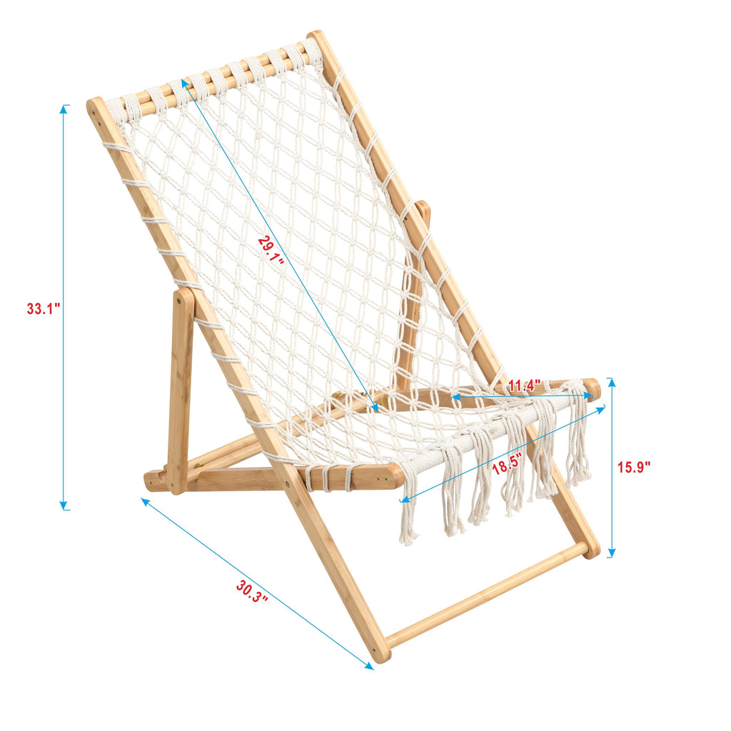 Natural Bamboo Weaving Chair Set with Handwoven Rope for Patio and Living Spaces