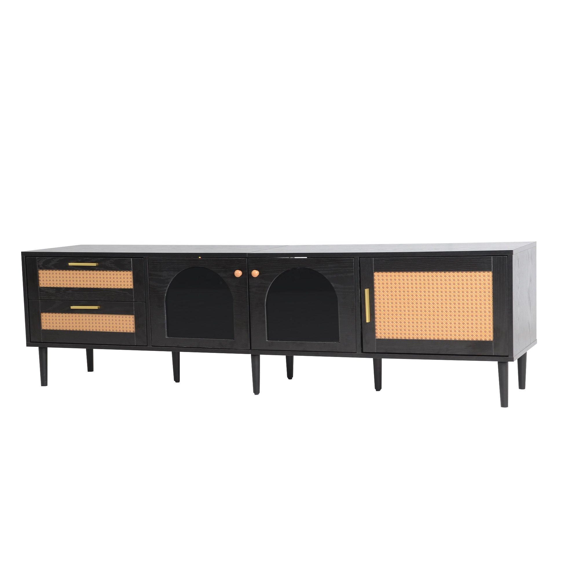 70" Rattan LED Light Entertainment TV Stand