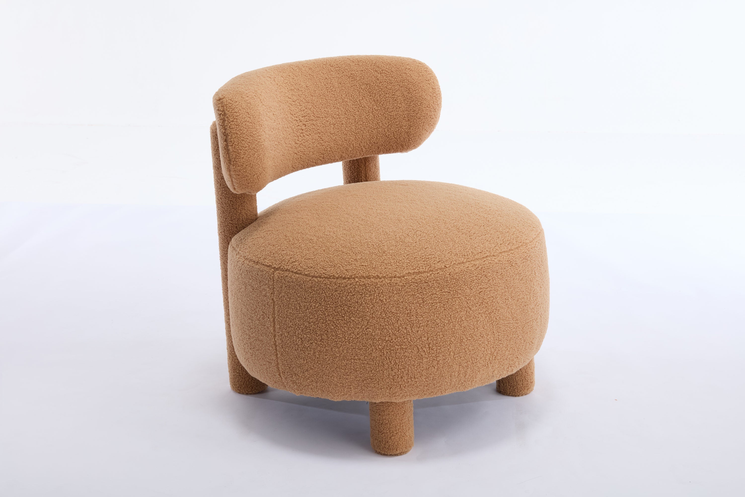 Fur/Teddy Fabric Armless Accent Chair with Curved Backrest