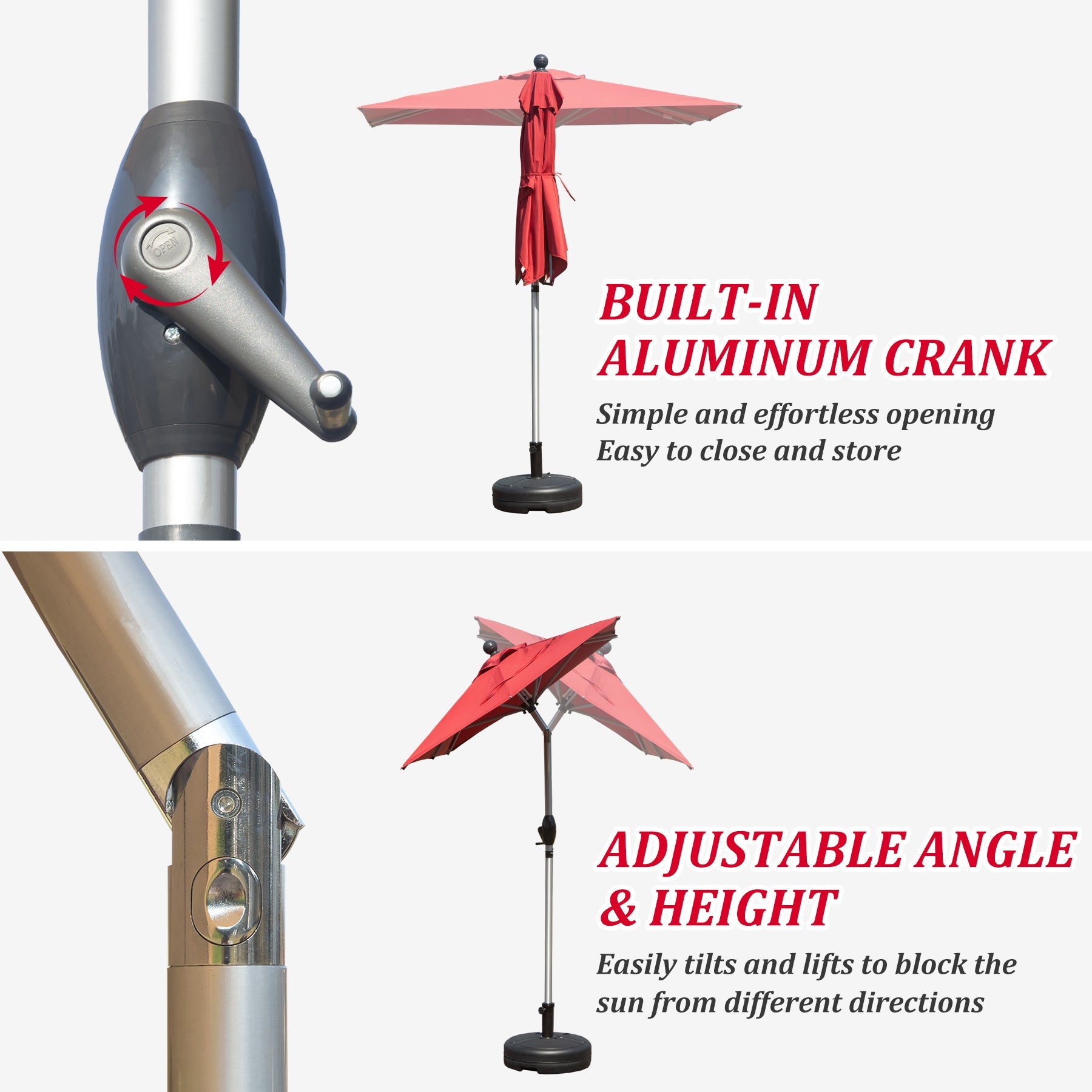 10ft Rectangle Patio Umbrella with Crank Lift and Tilt Function (Base Not Included)