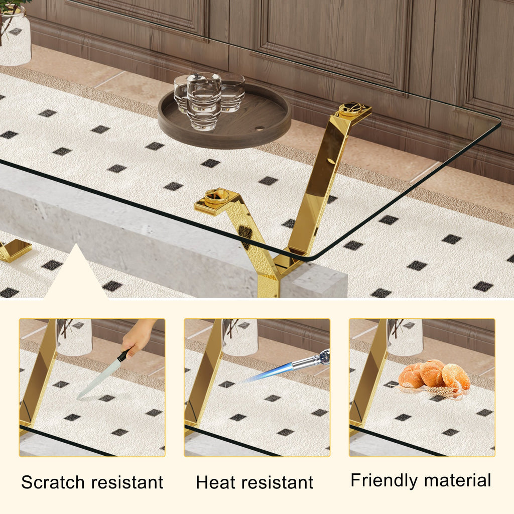 Elegant Transparent Tempered Glass Dining Set