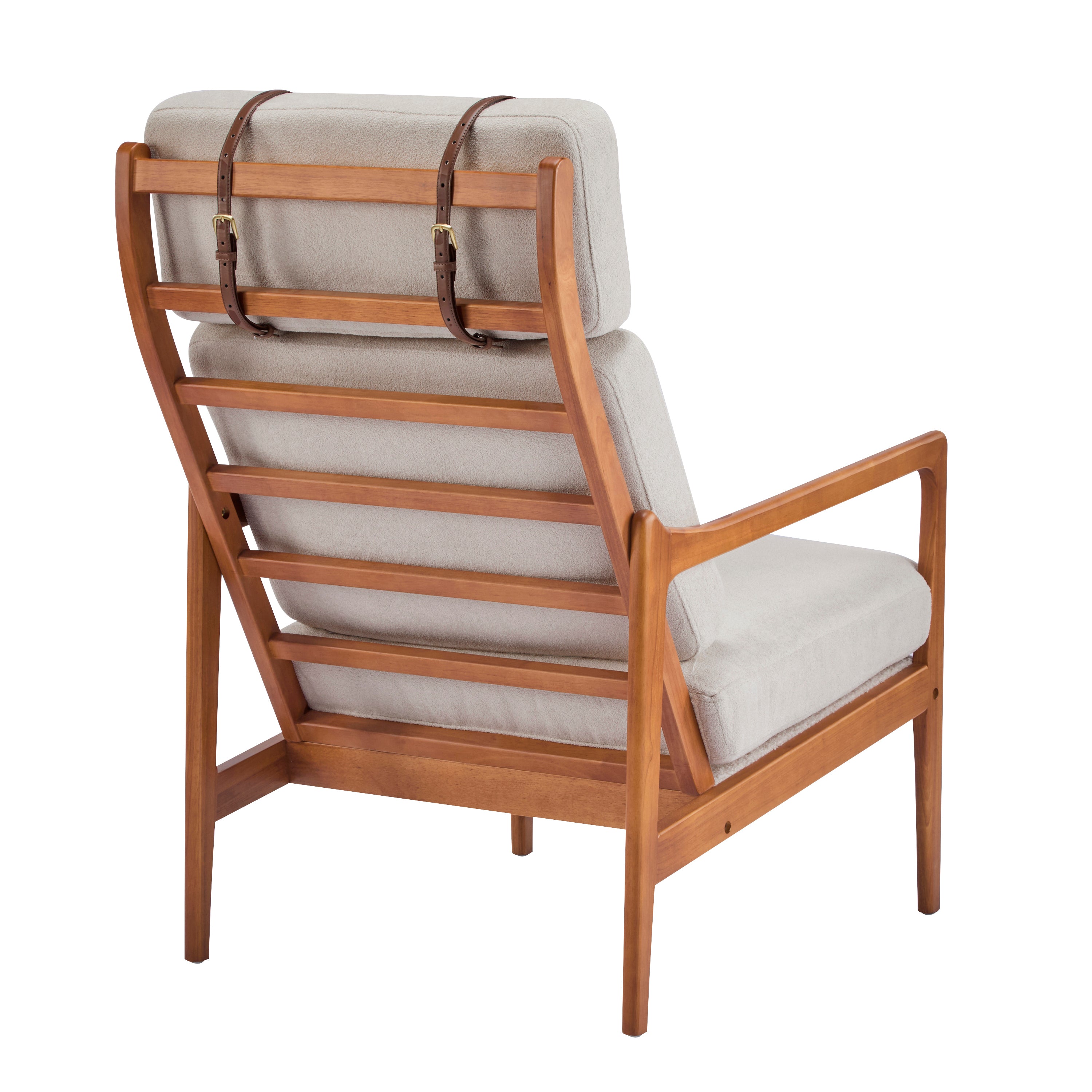 Modern Solid Wood Frame Ergonomic Accent Armchair with High Back