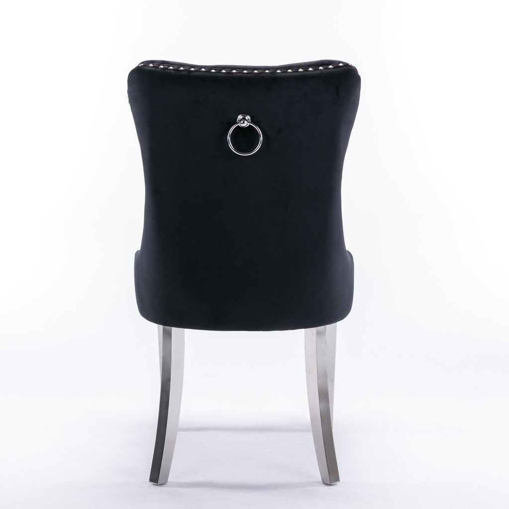 Modern High-end Tufted Solid Wood Velvet Dining Chairs (Set of 2)