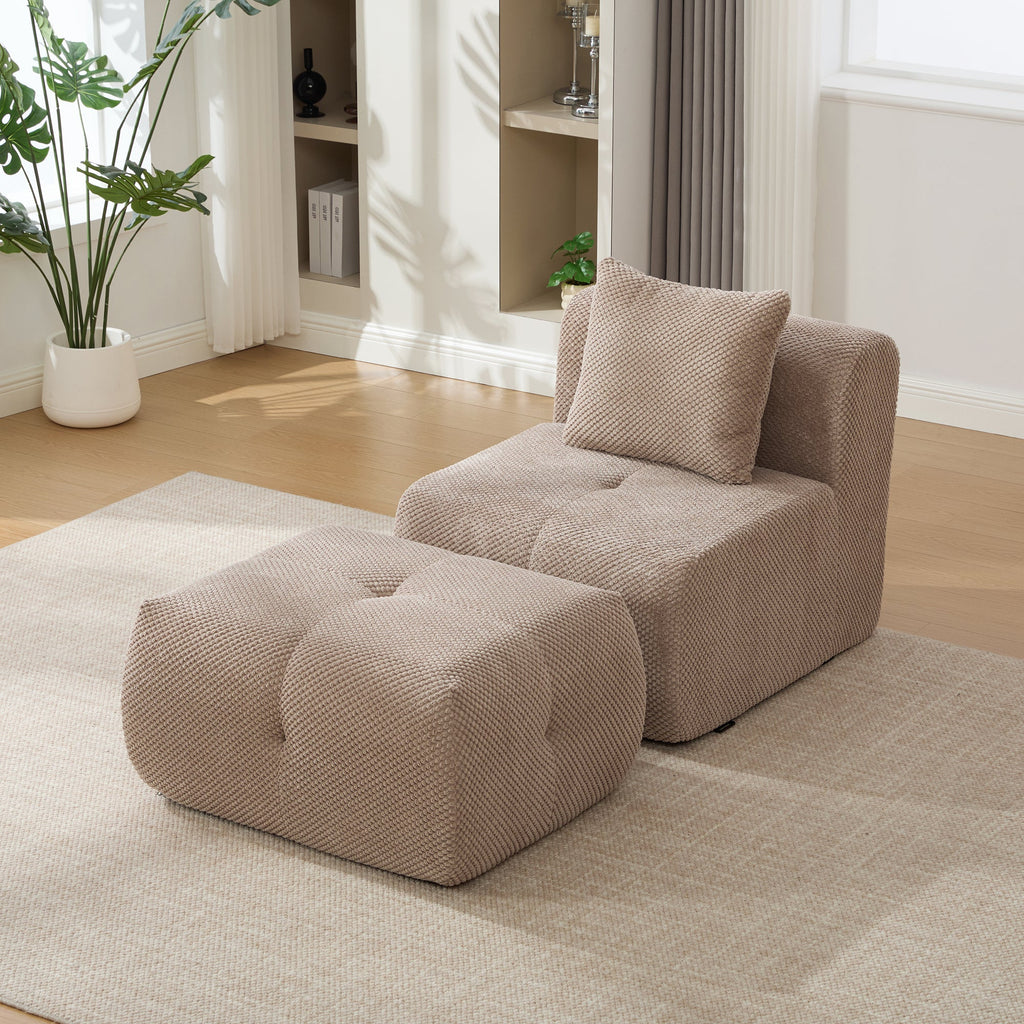 31' Modular Cloud Boneless Accent Chair with Ottoman Set