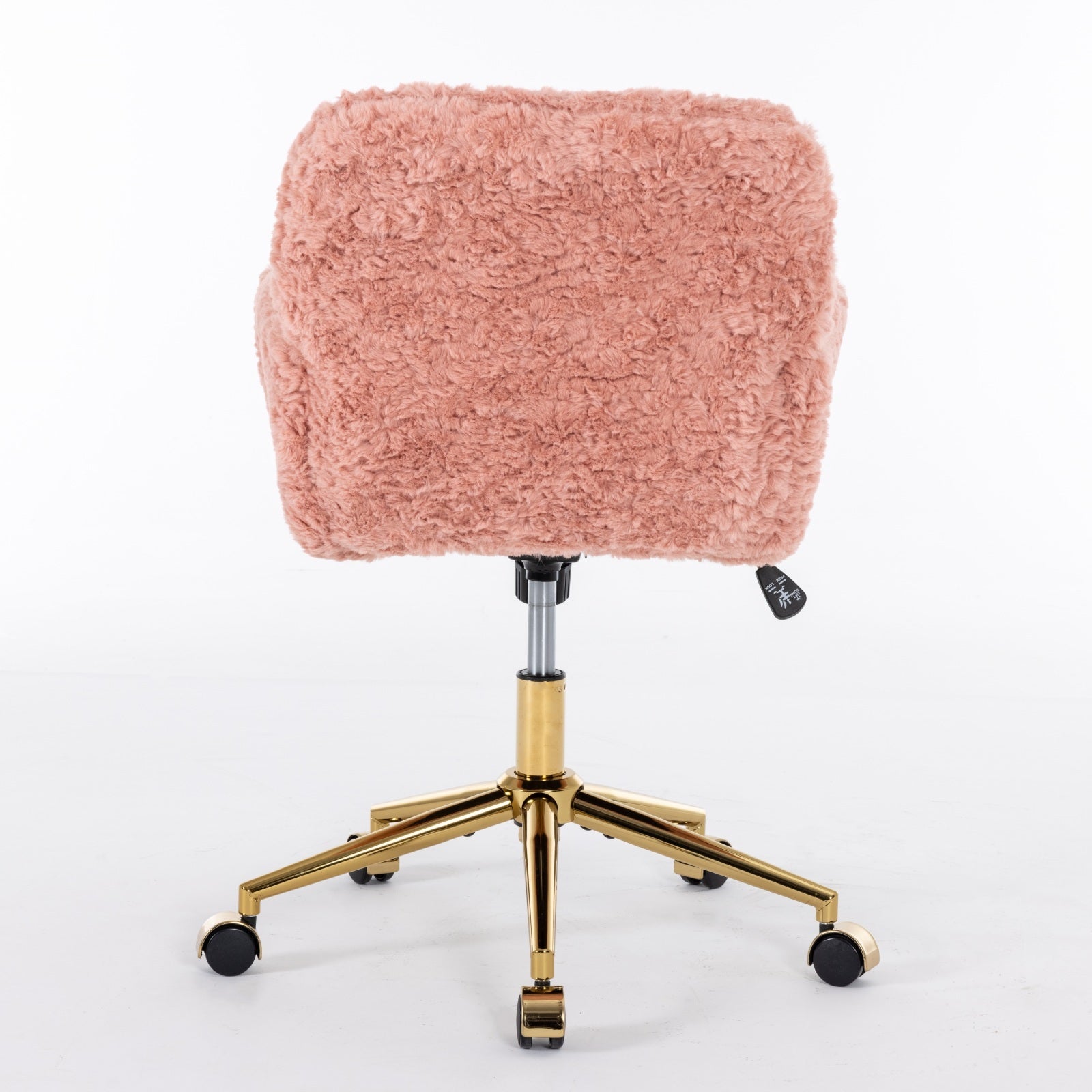 Artificial Rabbit Hair Home Office Chair with Golden Metal Base