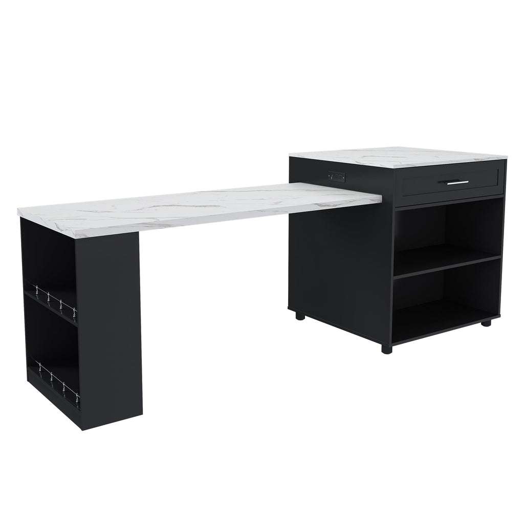 Expandable Kitchen Island with Dining Table