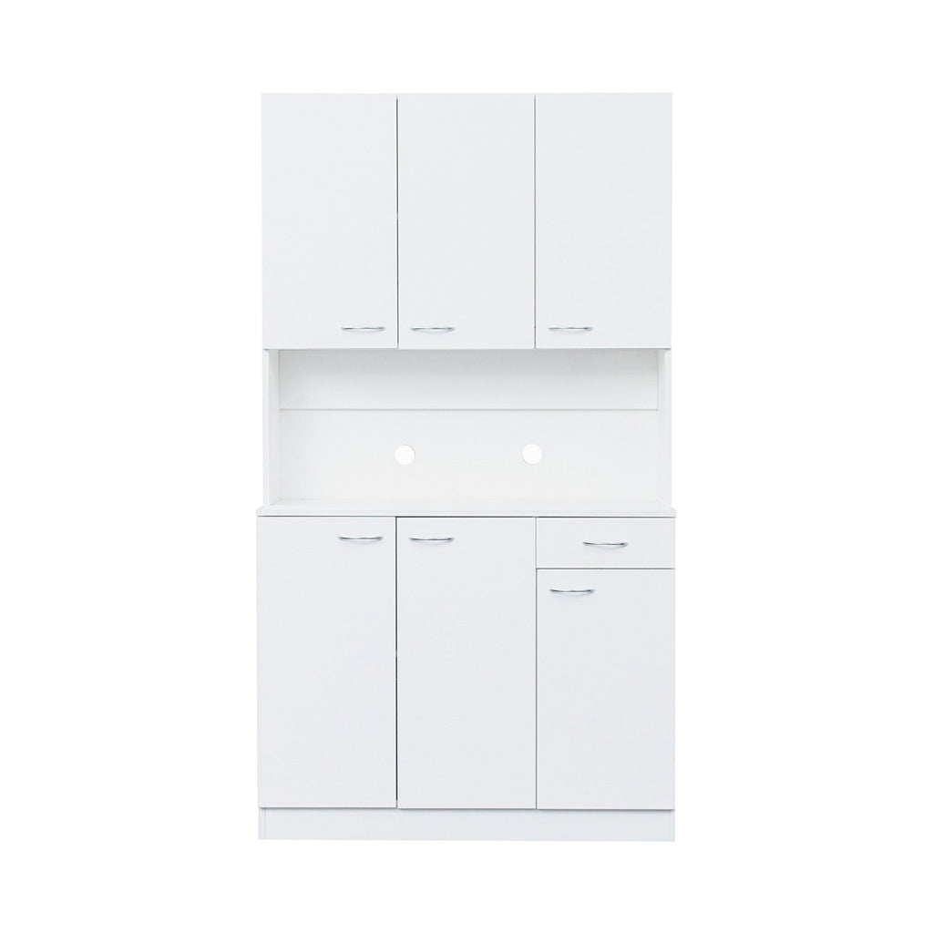 70.87' Tall White Kitchen Cabinet with 6-Doors