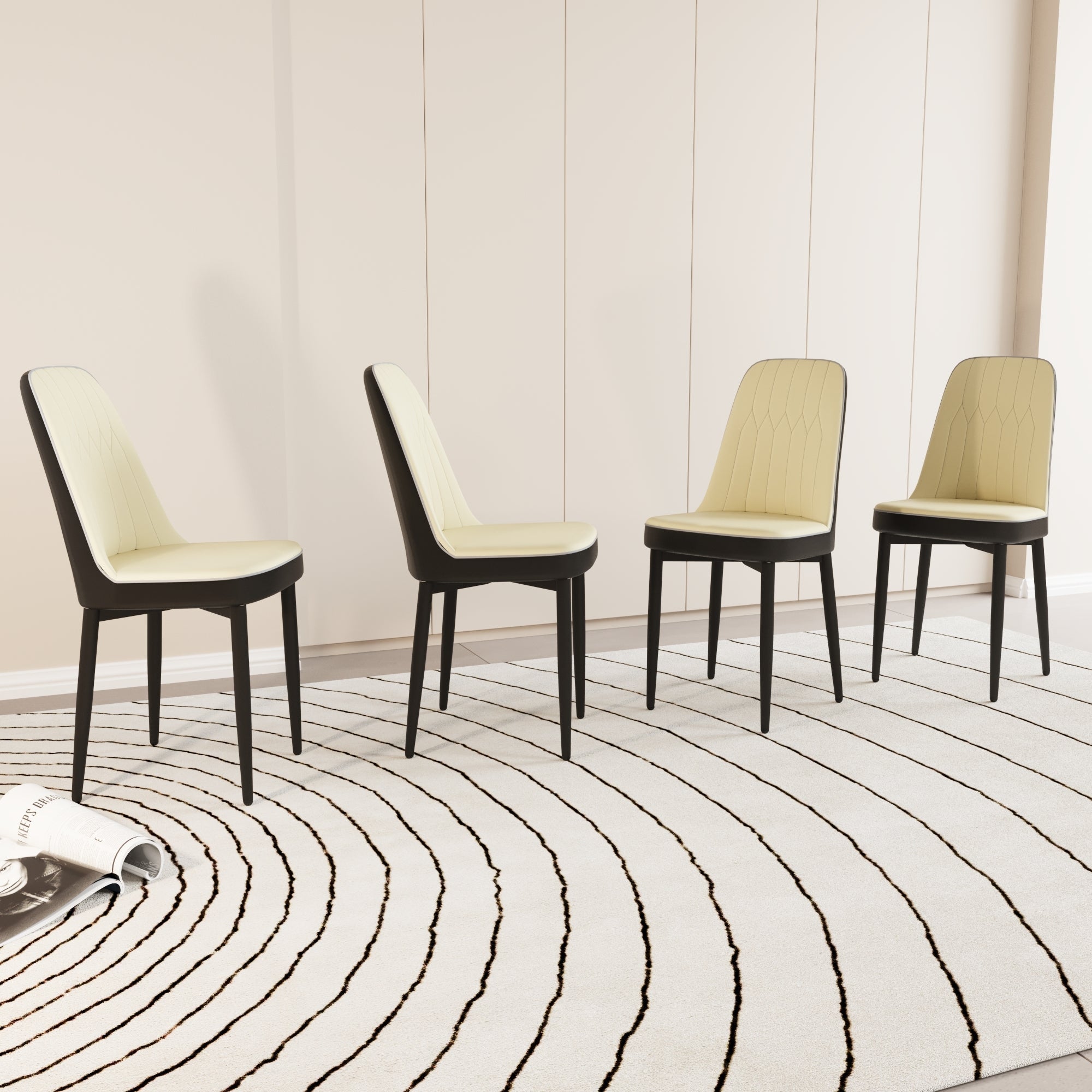Modern Dining Chair Set of 4 with High-Quality PU Leather