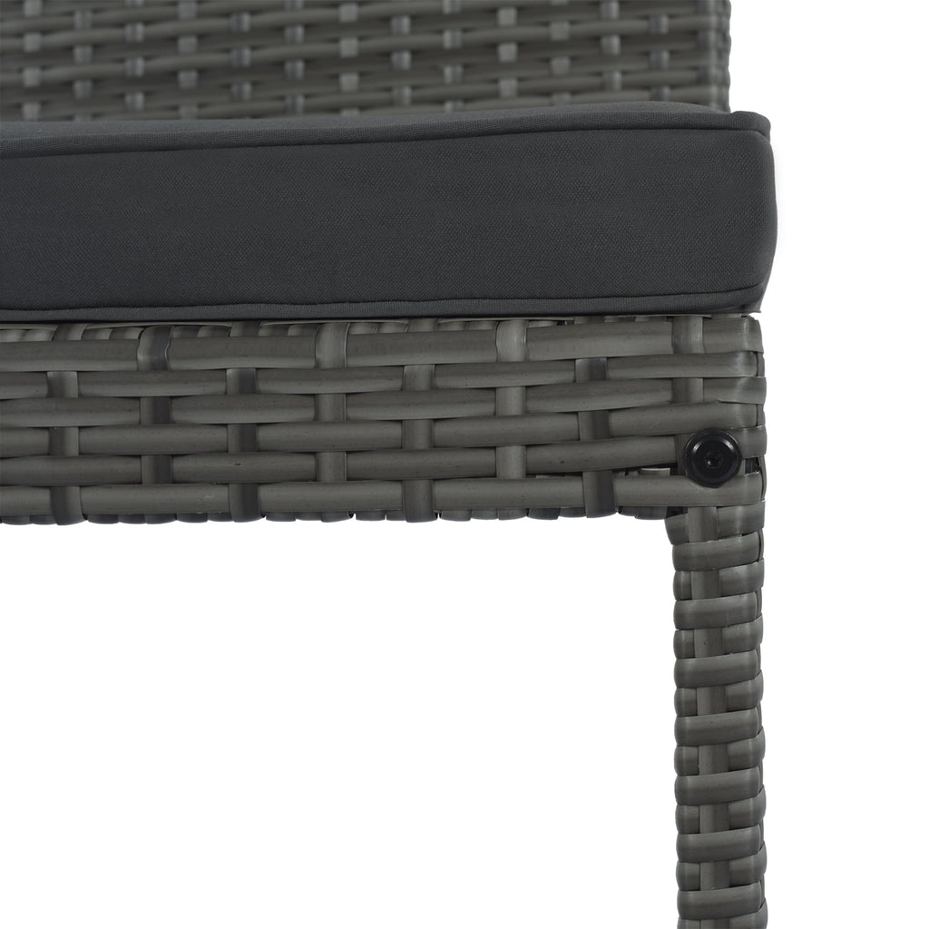 5-Piece Outdoor Wicker Bar Set with Removable Cushion and Acacia Top
