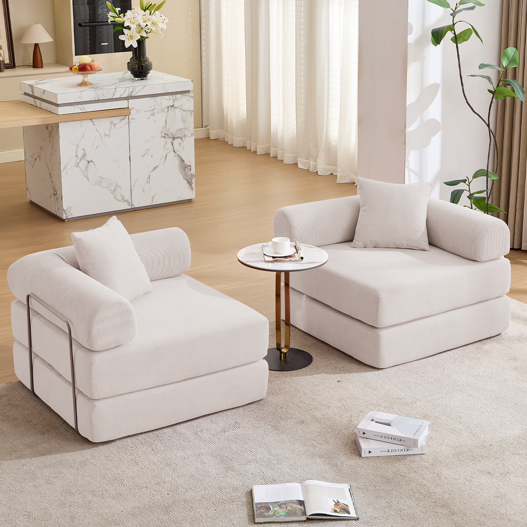 2 Seat Convertible Couch Folding Mattress Couch Sofa Bed