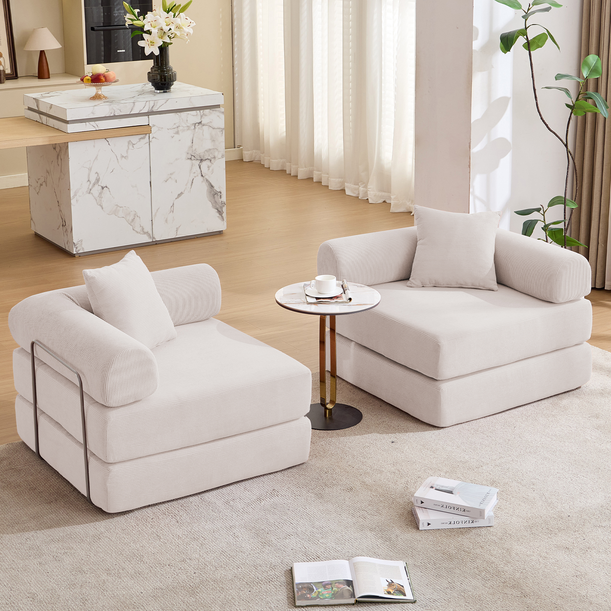 2 Seat Convertible Couch Folding Mattress Couch Sofa Bed
