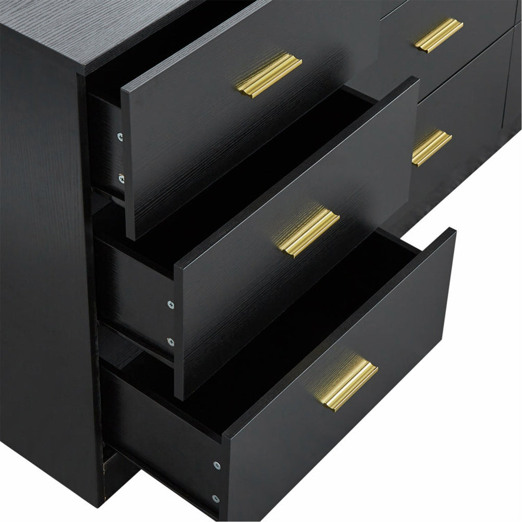 Modern Black 9-Drawer Dresser for Bedroom