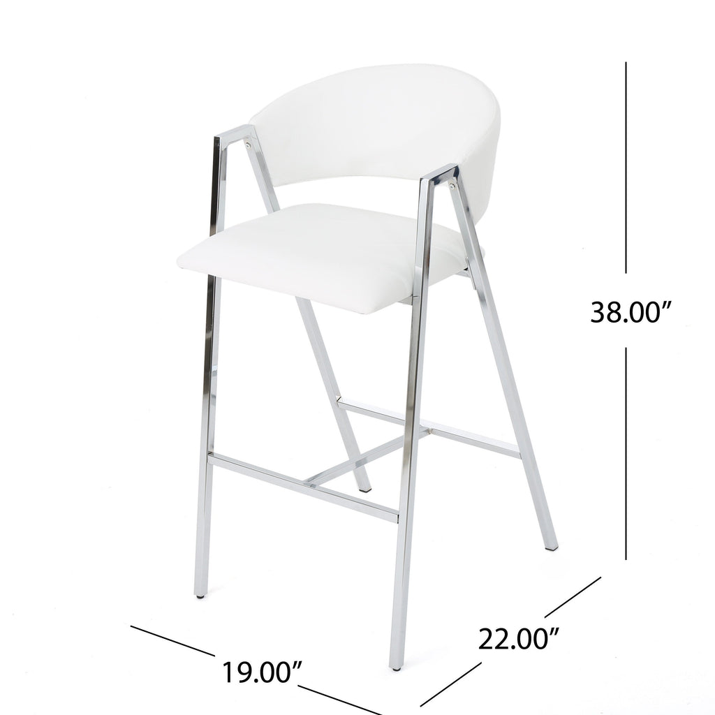 Modern PU Bar Stools with Low Back and Arms (Set of 2)