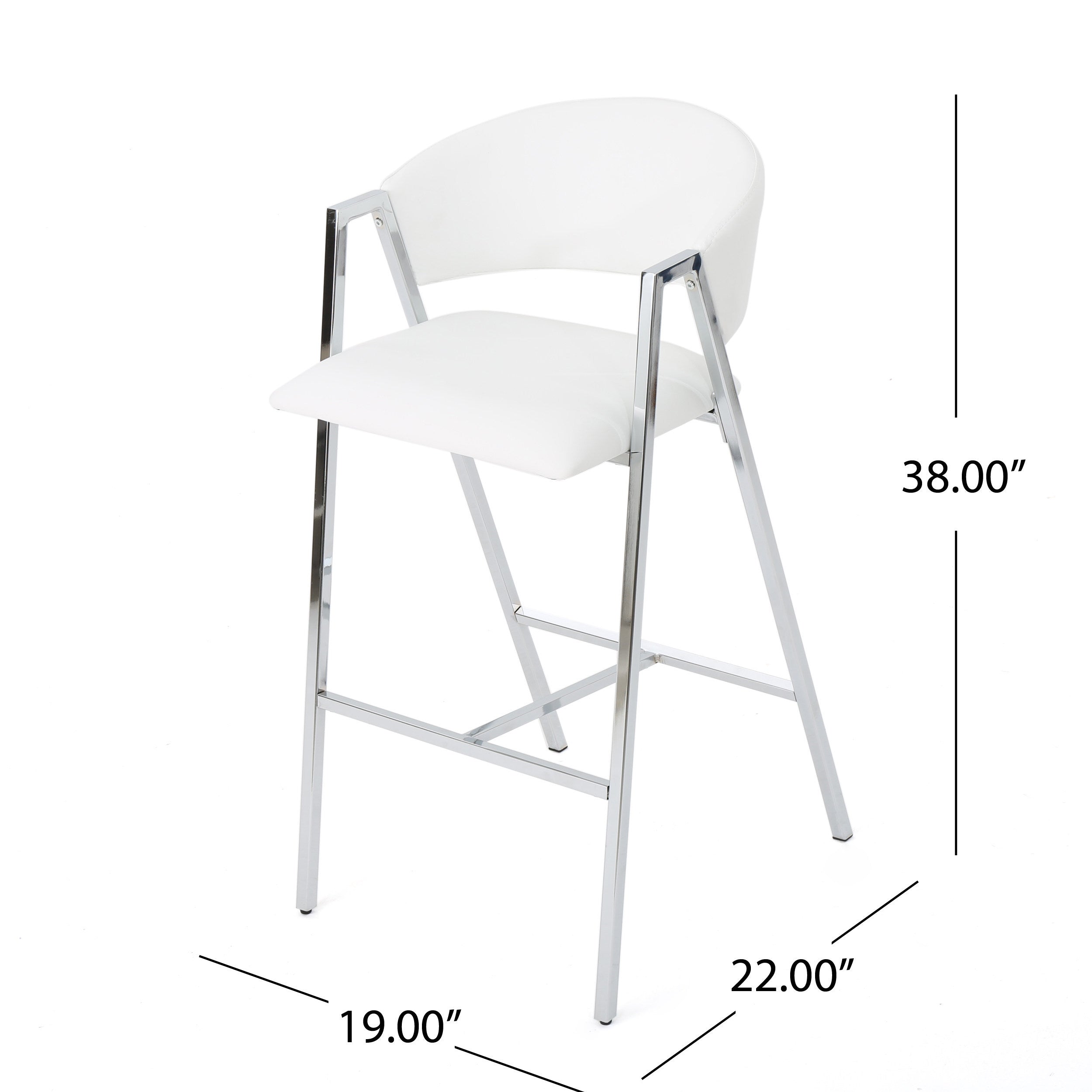 Modern PU Bar Stools with Low Back and Arms (Set of 2)