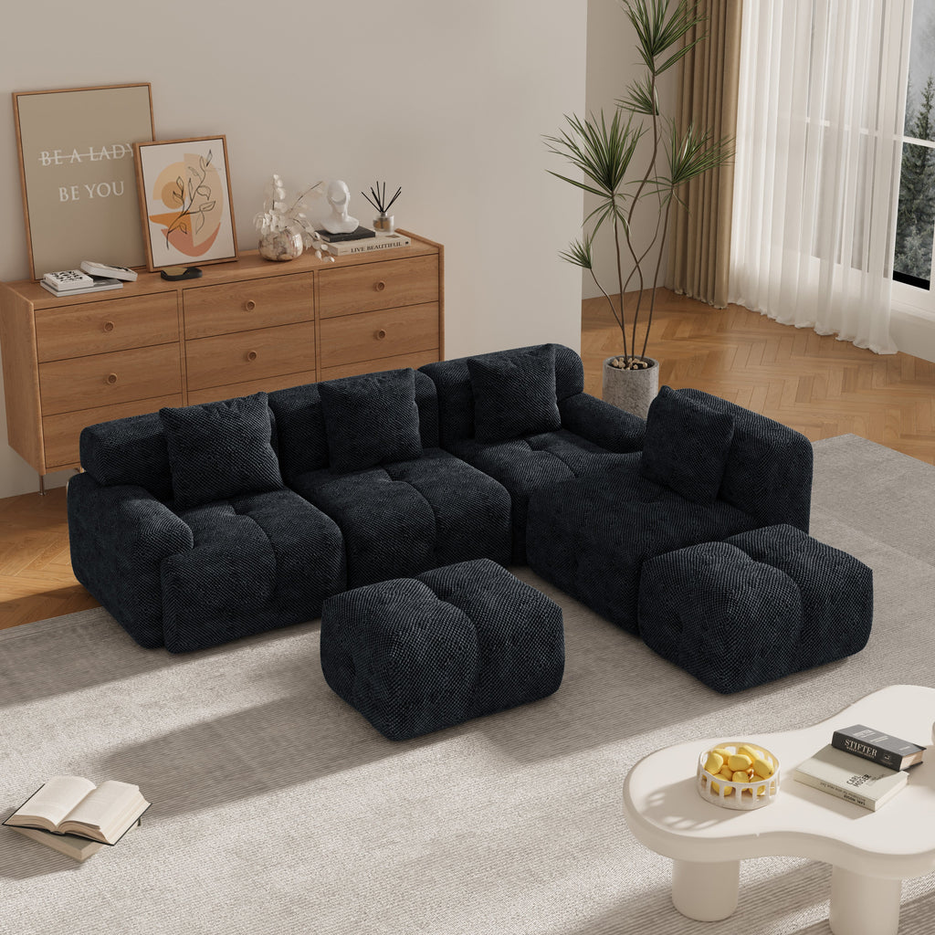 Oversized Boneless Convertible Cloud Couch with Movable Ottoman