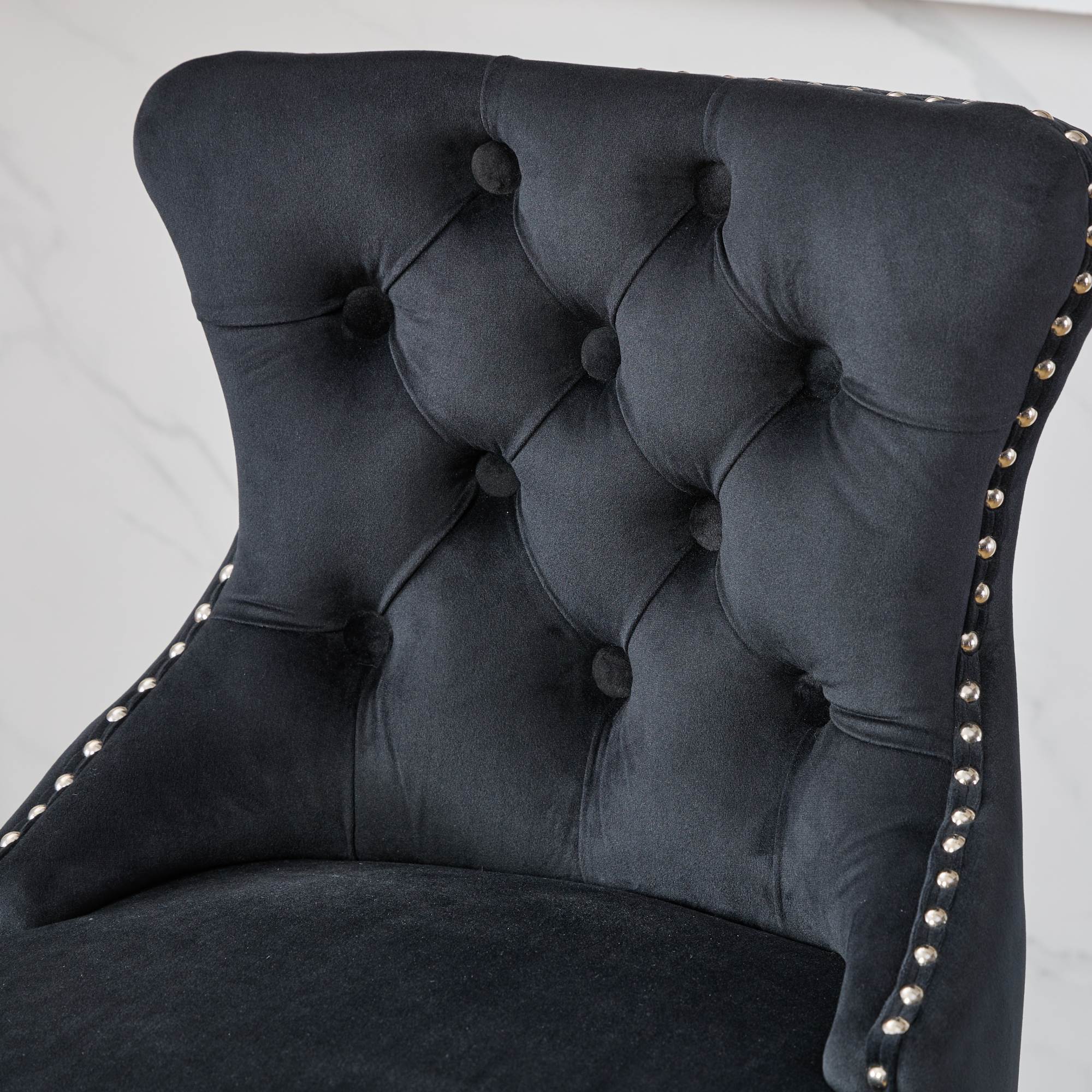 Swivel Velvet Barstools with Button Tufted Decoration (Set of 2)