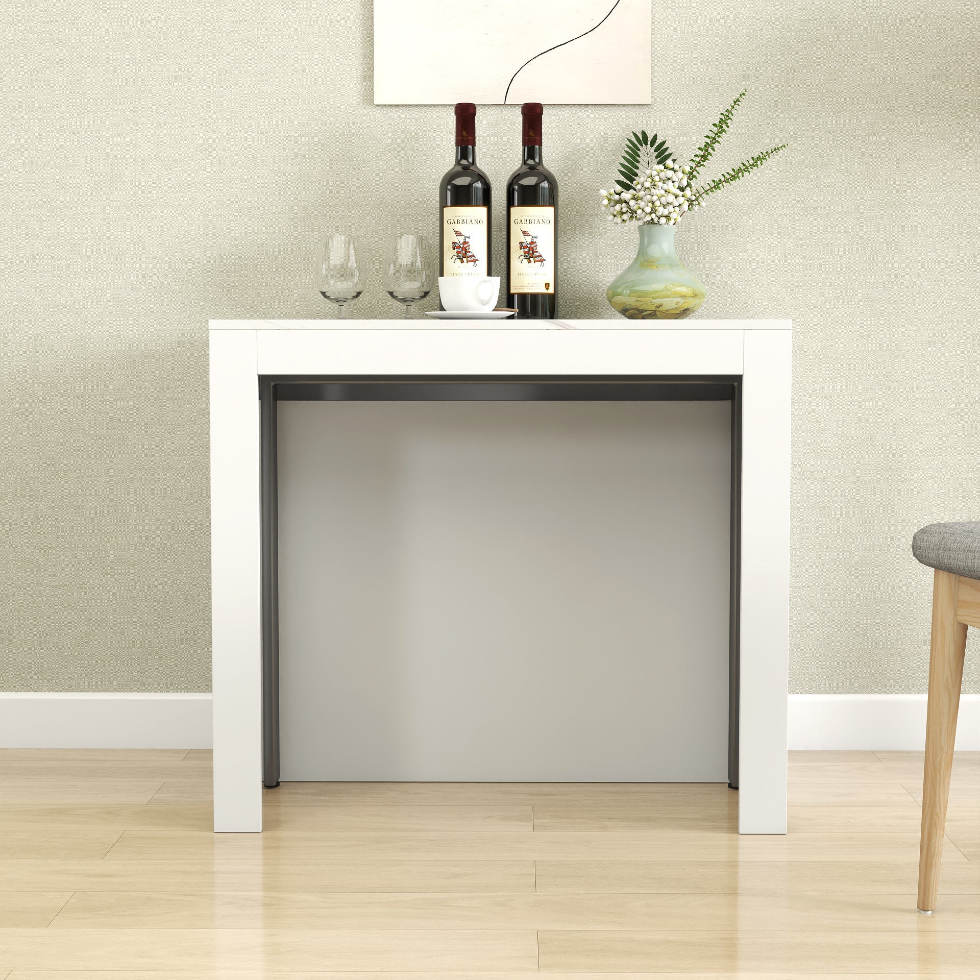 Modern Multifunctional Extendable Dining Table with Outlet