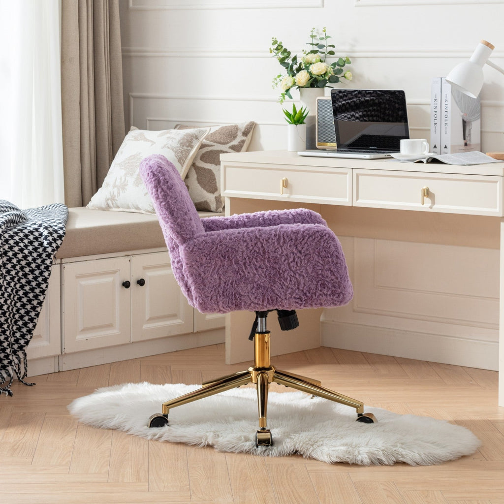 Violet Velve Home Office Chair with Golden Metal Base