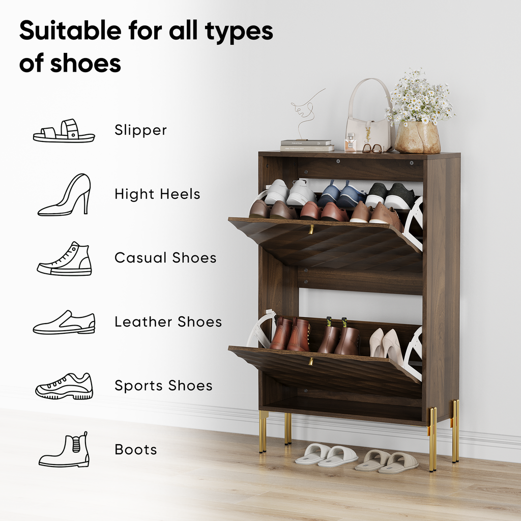 23.6 Inch Mid-century Modern Freestanding Shoe Cabinet