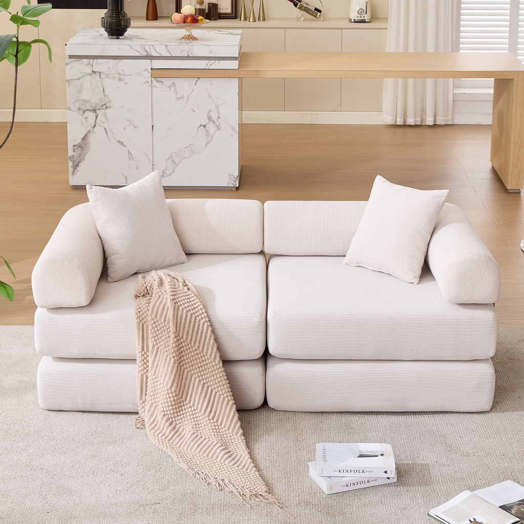 2 Seat Convertible Couch Folding Mattress Couch Sofa Bed