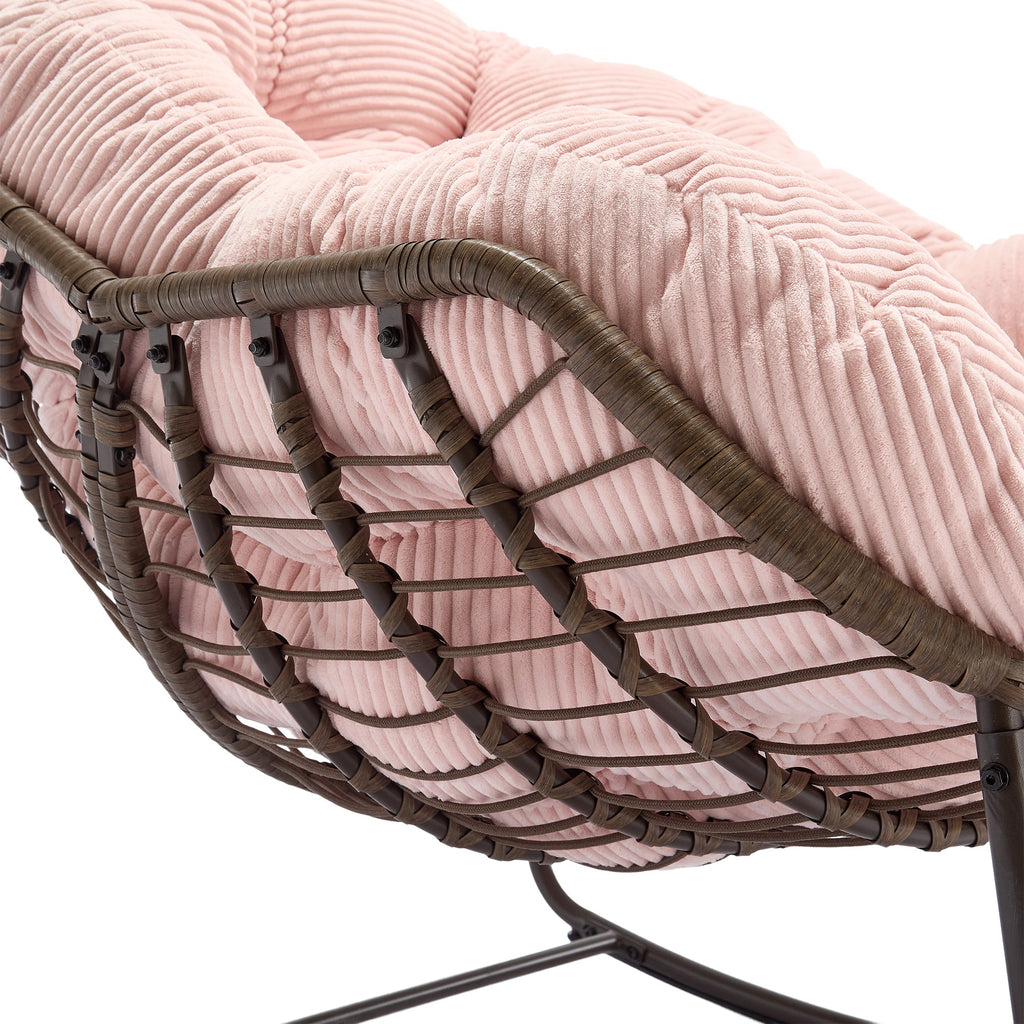 Outdoor Rattan Rocking Recliner Chair with Padded Cushion