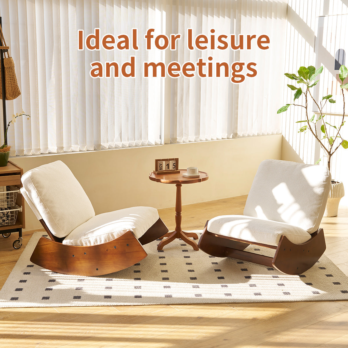Corduroy Glider Rocking Chair with Solid Wood Frame