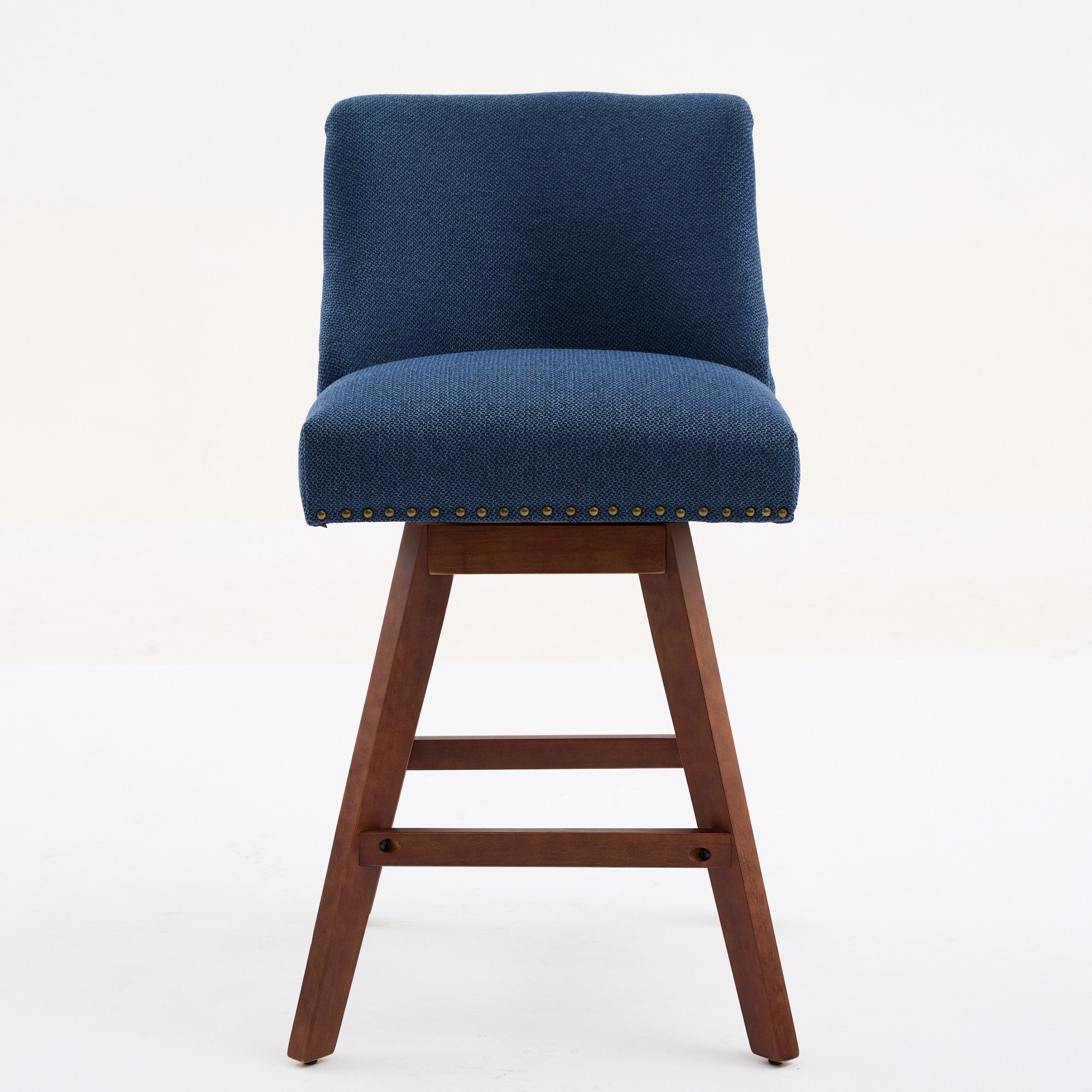 Upholstered Swivel Counter Height Bar Stools with Nailhead Trim (Set of 2)