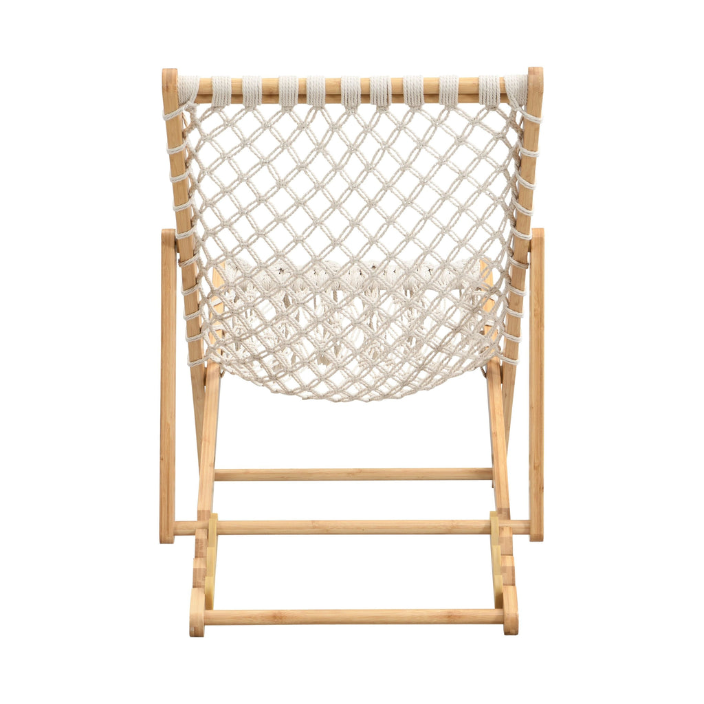 Natural Bamboo Weaving Chair Set with Handwoven Rope for Patio and Living Spaces