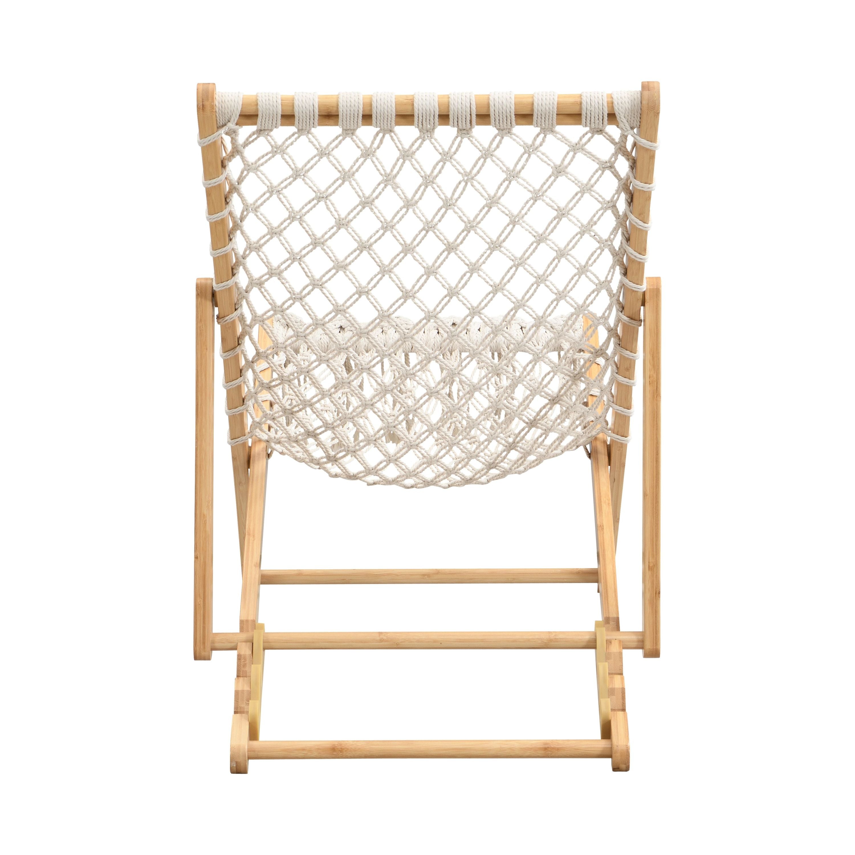 Natural Bamboo Weaving Chair Set with Handwoven Rope for Patio and Living Spaces