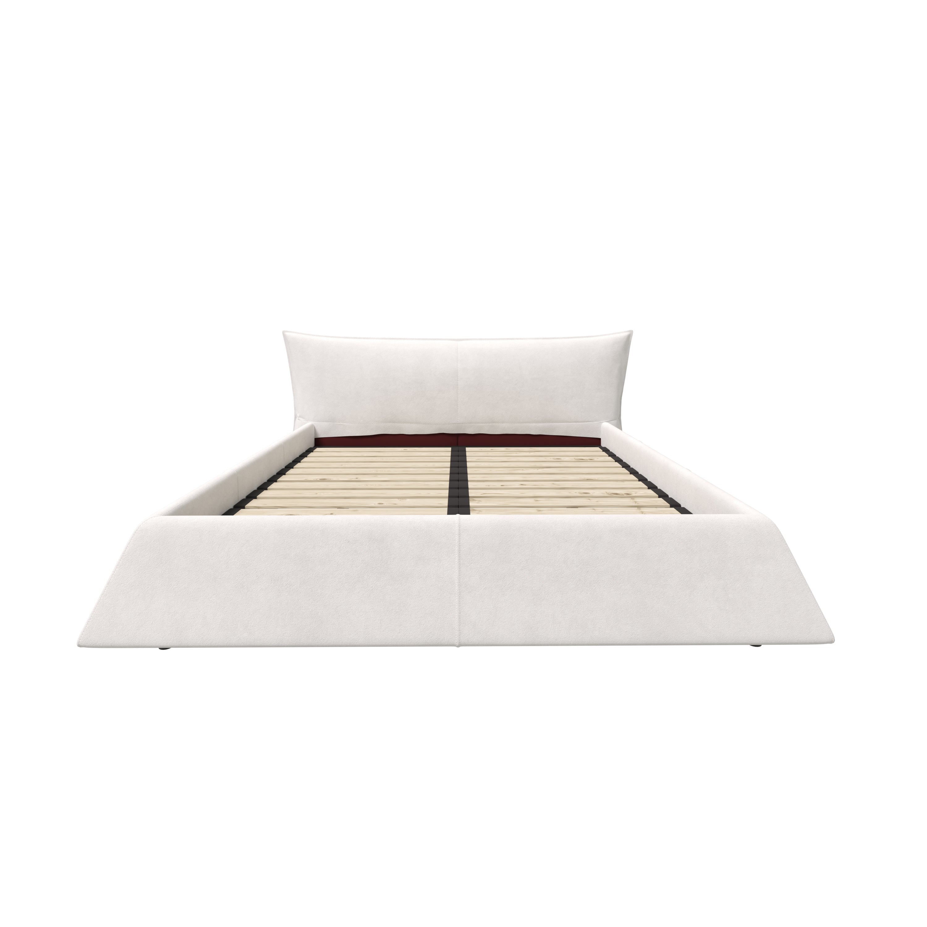 Queen Size Upholstered Platform Bed with Velvet Headboard