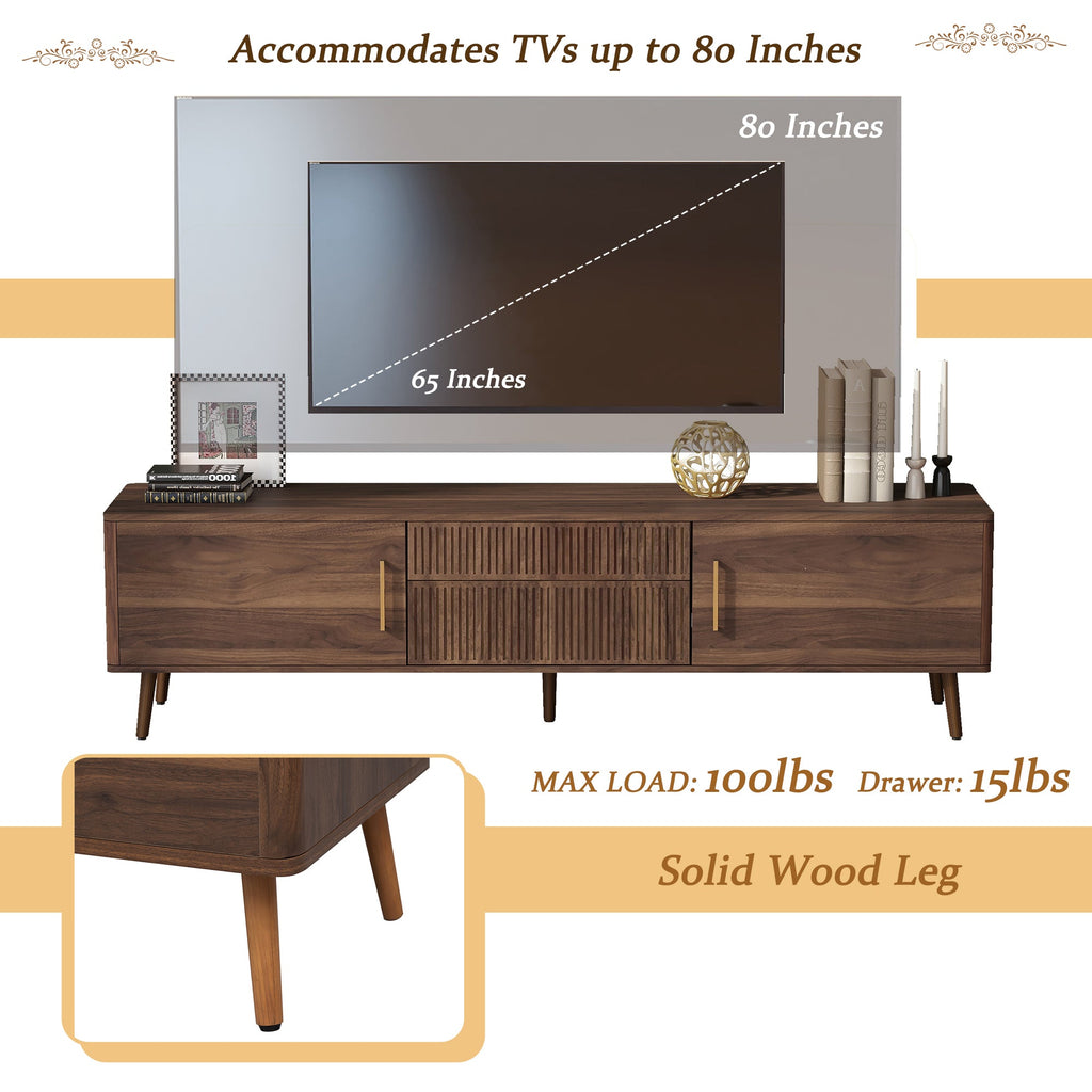 Mid Century TV Stand with 2 Drawers