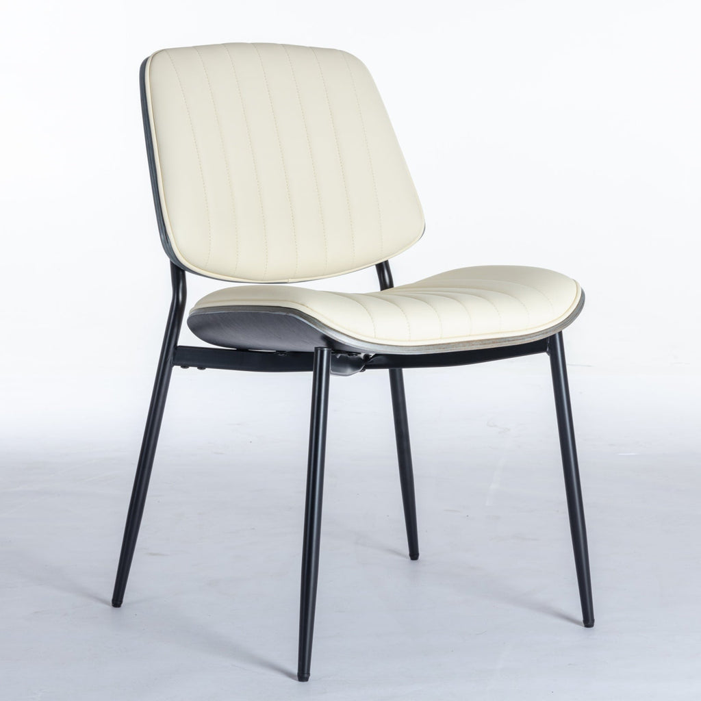 Mid Century Modern Retro Faux Leather Dining Chairs with Walnut Bentwood (Set of 2)