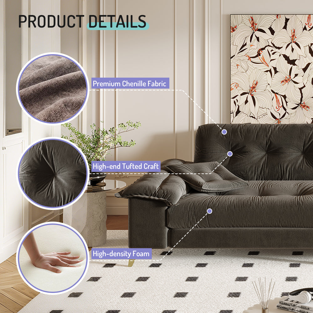 104.7 ' Modern 4-Seat Cloud Sofa with Wide Removable Armrests