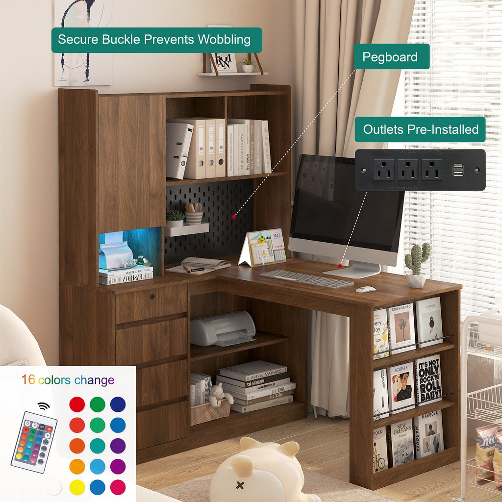 L Shaped Computer Desk with Drawers