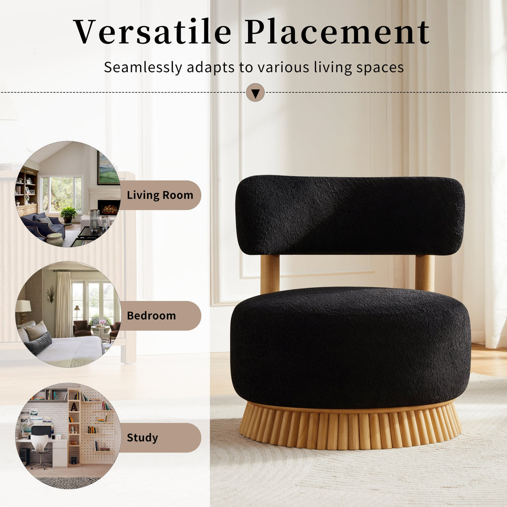 Modern Armless Chair with Wooden Base Featuring Thatched Roof Rod Design