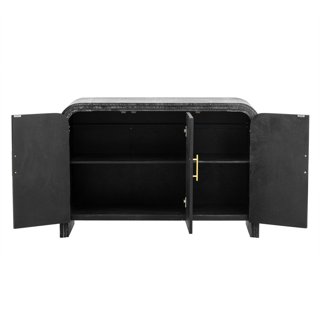Minimalist Curved Sideboard with Gold Handles and Adjustable Dividers