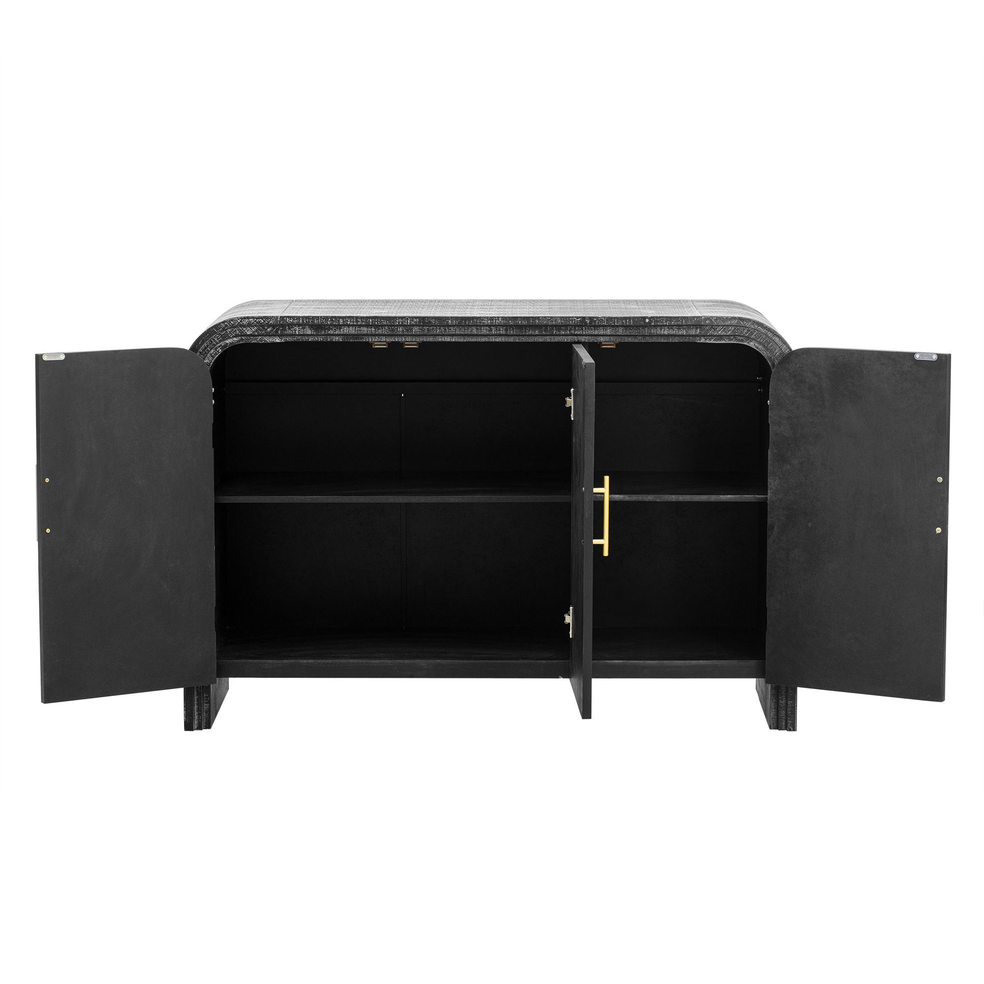 Minimalist Curved Sideboard with Gold Handles and Adjustable Dividers