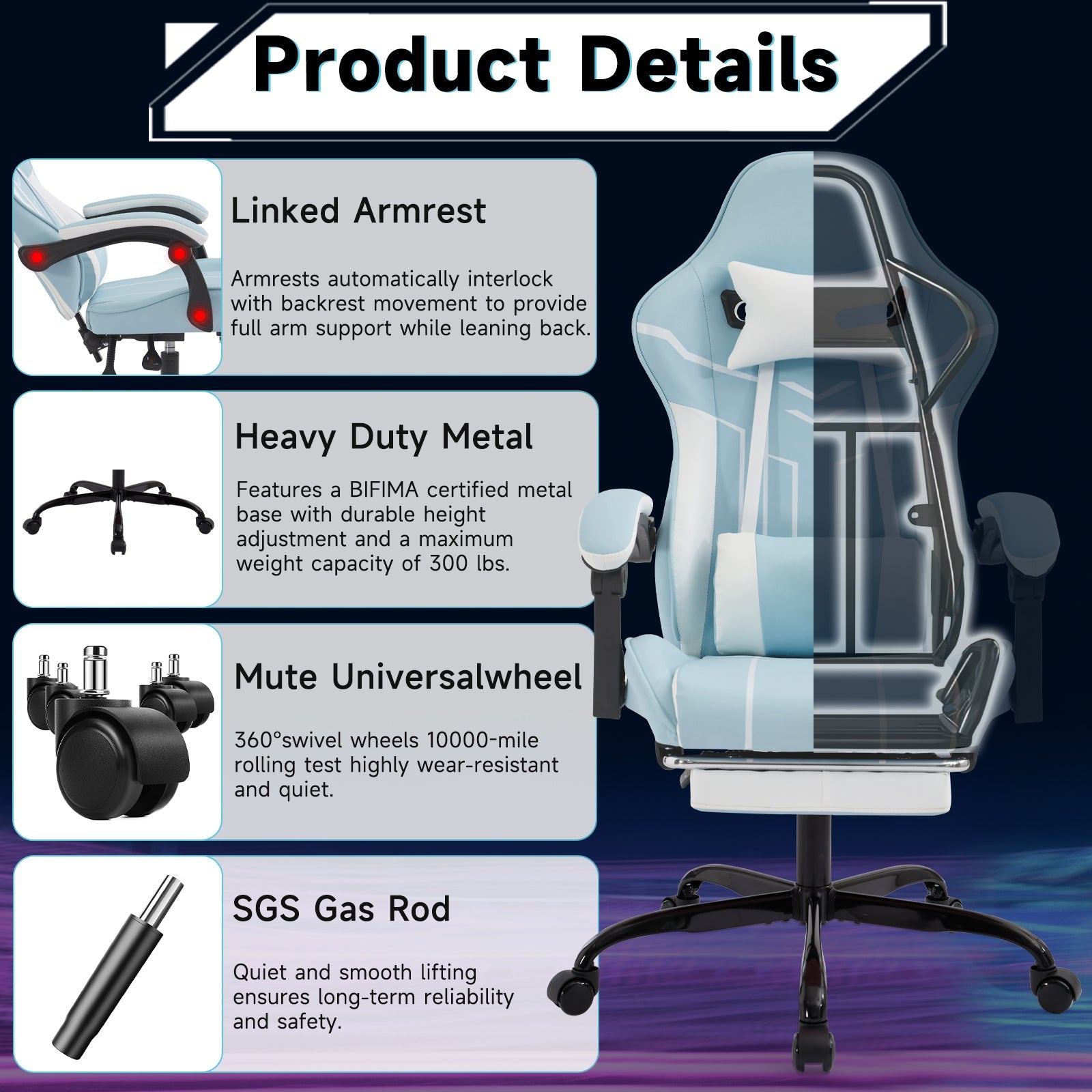 Gaming chair Computer chair Ergonomic chair footrest Office chair lumbarbackrest