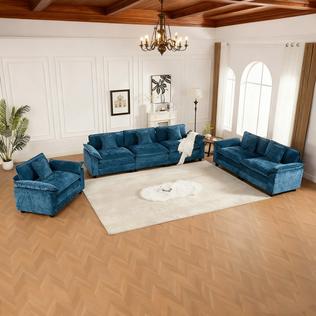 Modern Comfy Upholstered Seat Cushion Sectional Couch (Ottoman is Not Included)