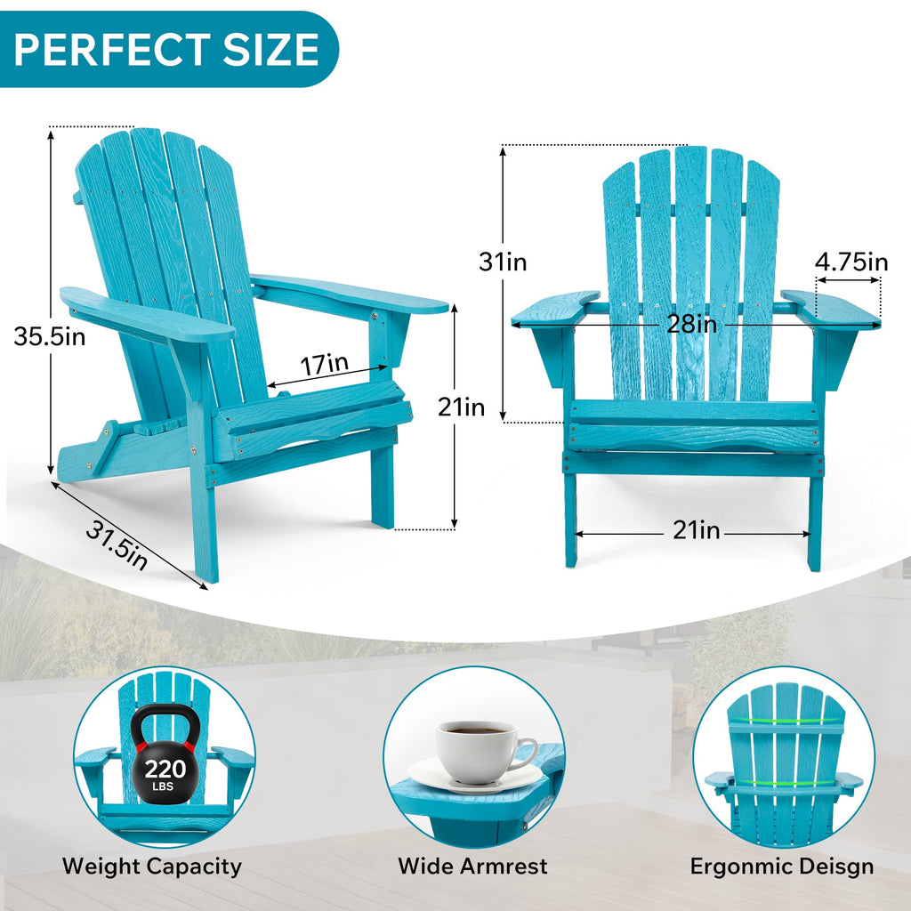 Solid Cedar Folding Adirondack Chair Black Patio 1 Pc Or 2 Pcs Option