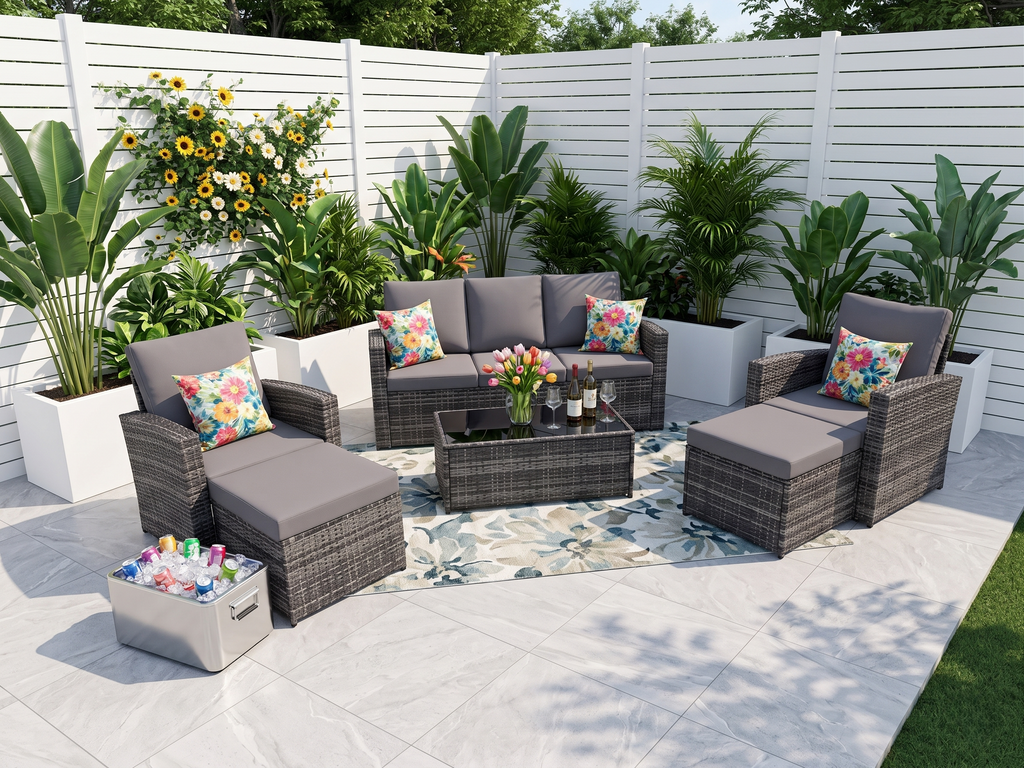 Outdoor Sectional Patio Set Half Moon Round Sofa for Backyard Garden