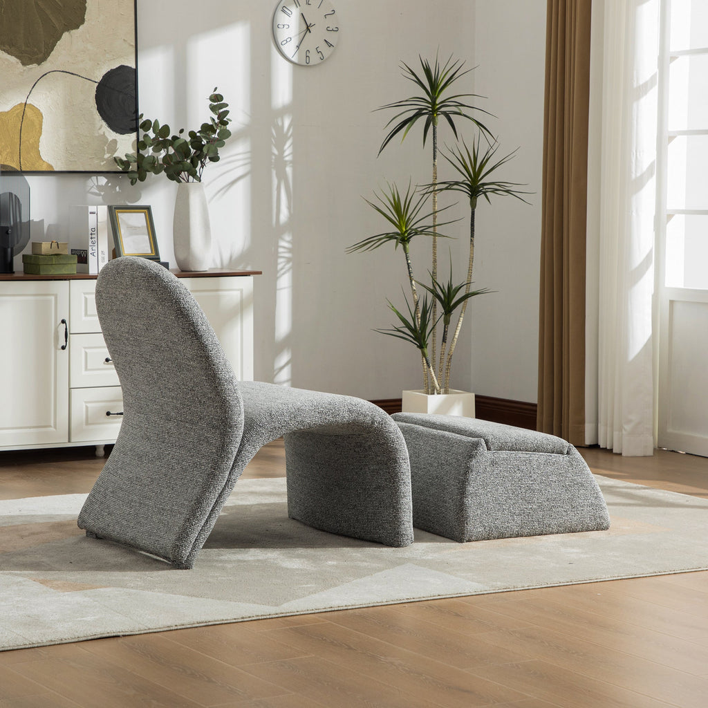 24.8 ' Wide Modern Upholstered Armless Chair with Storage Ottoman