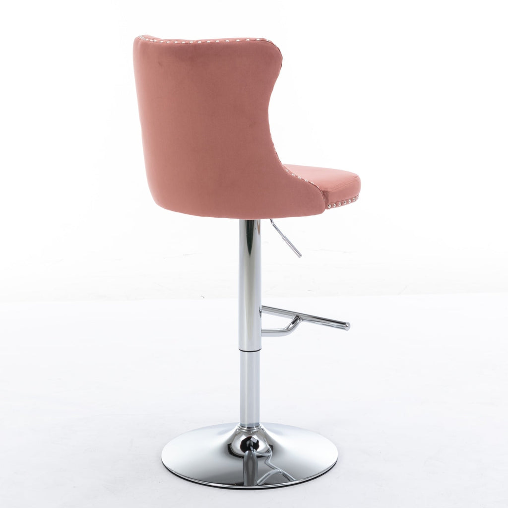 25-33 Inch Modern Velvet Swivel Barstools (Set of 2)