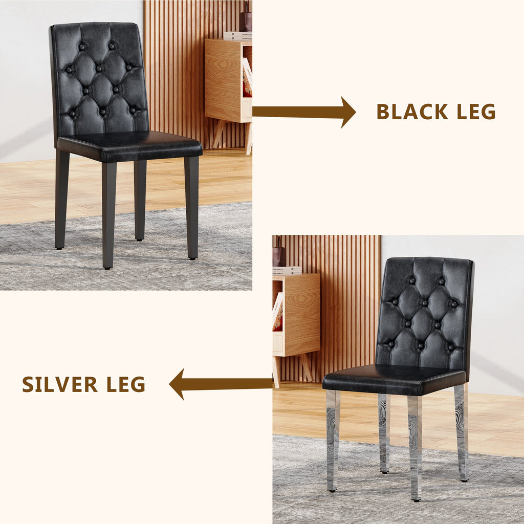 35 Inches Black PU Dining Chairs (Set of 4)